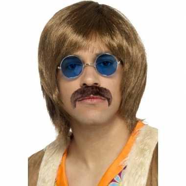 Abba heren verkleed pruik, snor bril setje heren carnaval