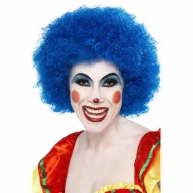 Blauwe krulletjes pruik carnaval
