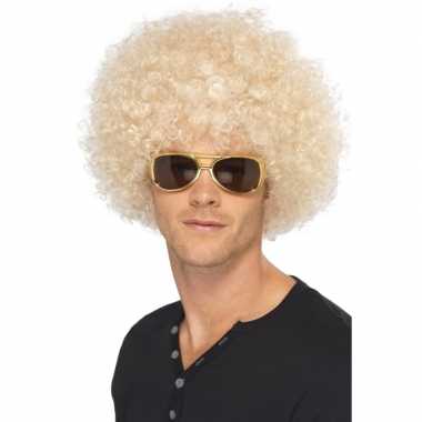 Blonde afro pruik synthetisch heren carnaval