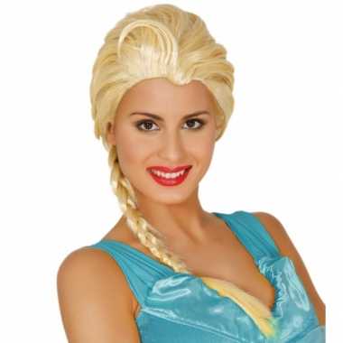 Blonde prinsessen pruik lange paardenstaart carnaval