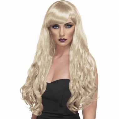 Blonde pruik desire krullen carnaval