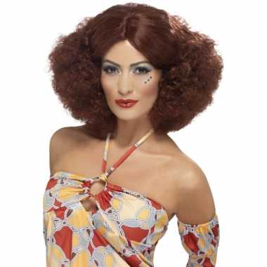 Bruine afro pruik synthetisch dames carnaval
