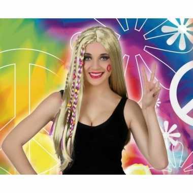 Carnaval hippie/flower power pruik dames