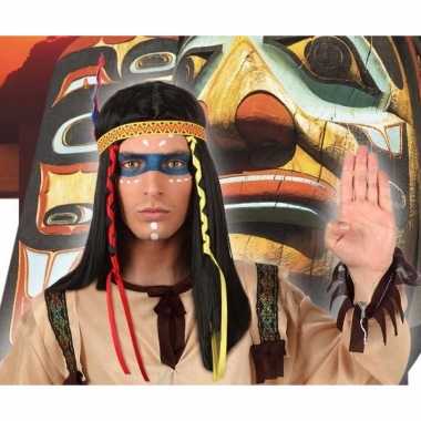 Carnaval indianen pruik heren