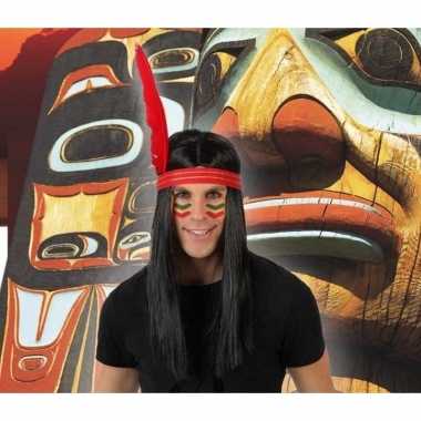 Carnaval indianen pruik heren