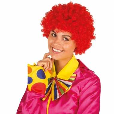 Clownspruik rode krulletjes verkleed accessoire carnaval