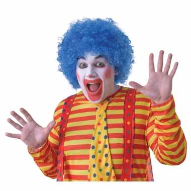 Feest blauwe krullen/afro pruik volwassenen carnaval