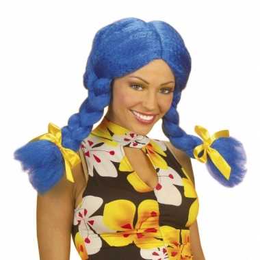 Fel gekleurde blauwe Dolly pruik carnaval