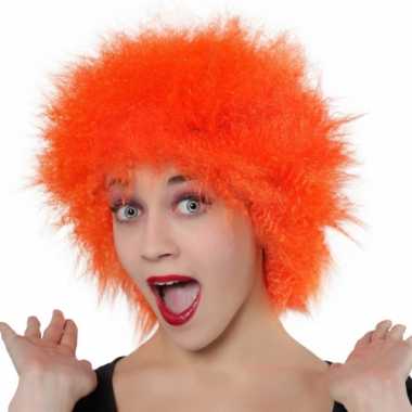 Fel oranje pruik carnaval