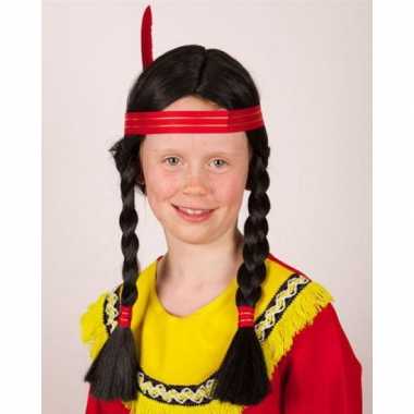 Indianen pruik kinderen vlechtjes carnaval