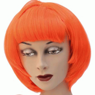 Korte damespruik oranje carnaval