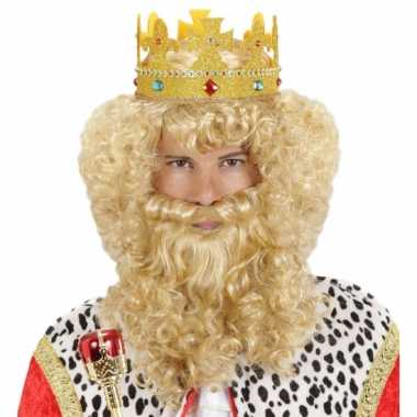 Krullende pruik snor baard carnaval