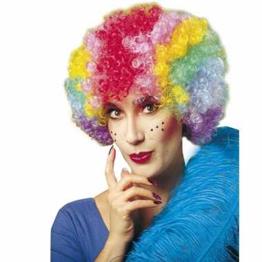 Krulletjes pruik meerdere kleuren carnaval