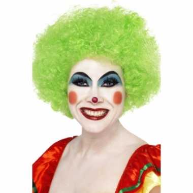 Neon groen clown pruik carnaval