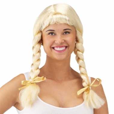 Oktoberfest pruik blond vlechten carnaval