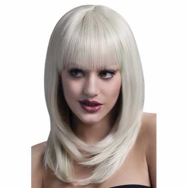Professionele damespruiken blond halflang haar carnaval