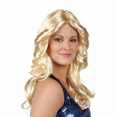 Seventies pruik pony blond carnaval
