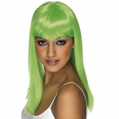 Stijle fel groene pruiken pony carnaval
