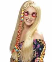Blonde jaren pruik vlechtjes carnaval