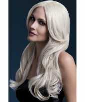 Blonde lange pruik dames carnaval