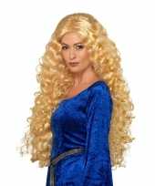 Blonde middeleeuwse pruik krullen carnaval