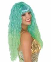 Carnaval dames pruik zeemeermin groen aqua