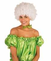 Clownspruik witte krulletjes verkleed accessoire carnaval