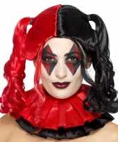 Cosplay harley look a like damespruik zwart rode staartjes carnaval