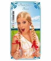Dames pruik blond vlechtjes carnaval
