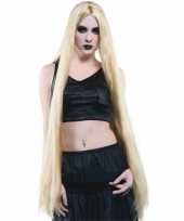 Extra lange dames pruik blond carnaval