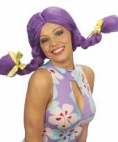 Fel gekleurde paarse dolly pruik carnaval
