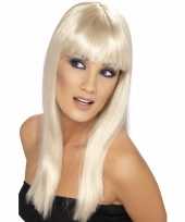 Glamour pruik blond dames carnaval
