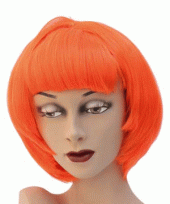 Korte damespruik oranje carnaval