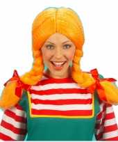 Oranje vlechten pruiken dames carnaval