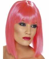 Roze dames pruiken kort stijl haar carnaval