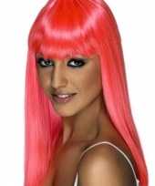 Roze feestpruik dames carnaval 10018293