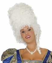 Witte hoge krullen pruik dames carnaval