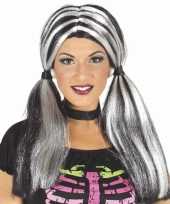 Zwart roze punk pruik carnaval 10060844