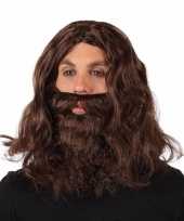 Zwerver pruik baard bruin carnaval